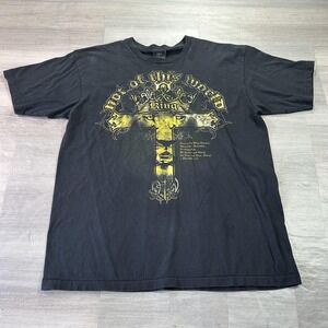 VINTAGE Not Of This World Shirt Mens 2XL Black Cross Bible Verse Tee Y2K